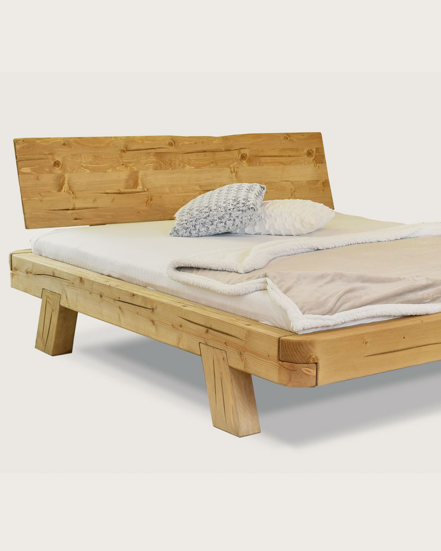 Nalia - Solid spruce wood beam bed 180 CM