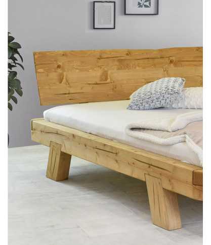 Nalia - Letto con travi in legno massello di abete, superficie di riposo 180 cm
