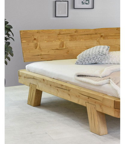 Nalia - Solid spruce wood beam bed 180 CM