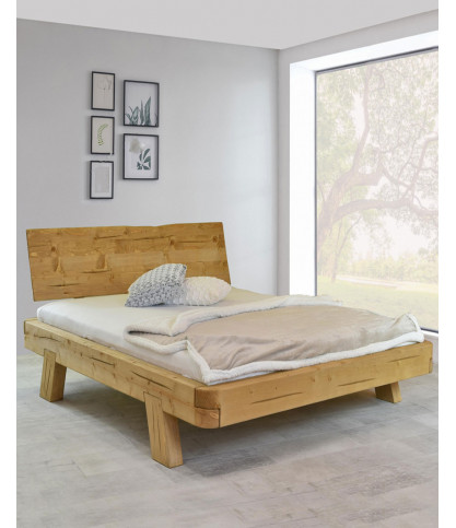 Nalia - Letto con trave in legno massello di abete rosso, 180 cm