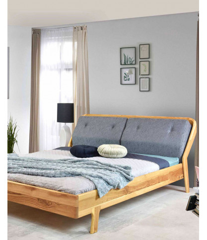 Vintage - Cama robusta de roble macizo de 160 cm