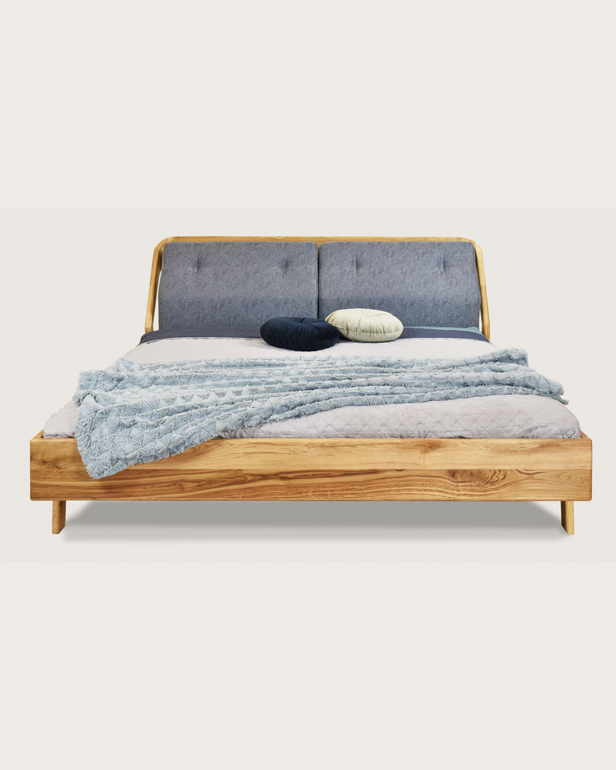 Vintage - Cama robusta de roble macizo de 160 cm
