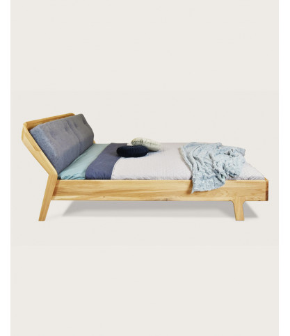 Vintage - Cama robusta de roble macizo de 160 cm