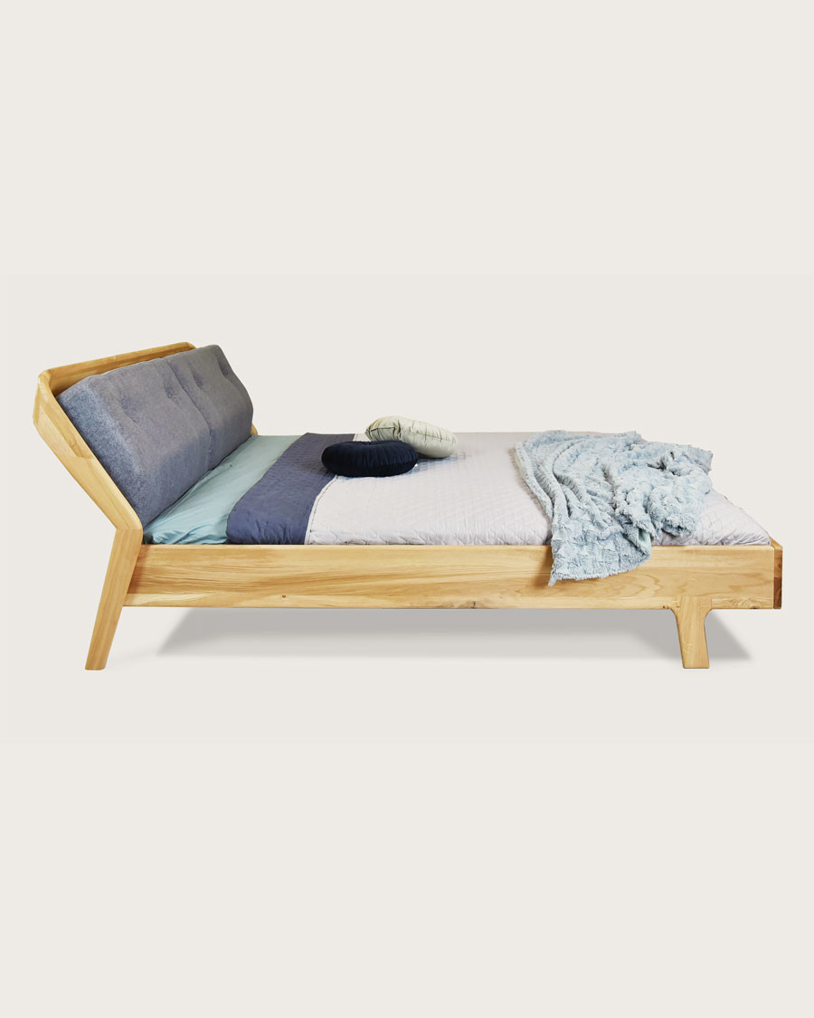 Vintage - Cama robusta de roble macizo de 160 cm