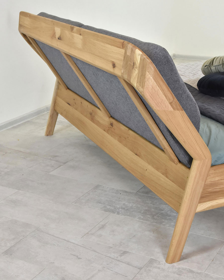 Vintage - Cama robusta de roble macizo de 160 cm
