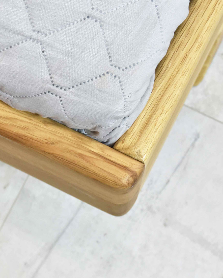 Vintage - Cama robusta de roble macizo de 160 cm