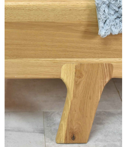 Vintage - Cama robusta de roble macizo de 160 cm