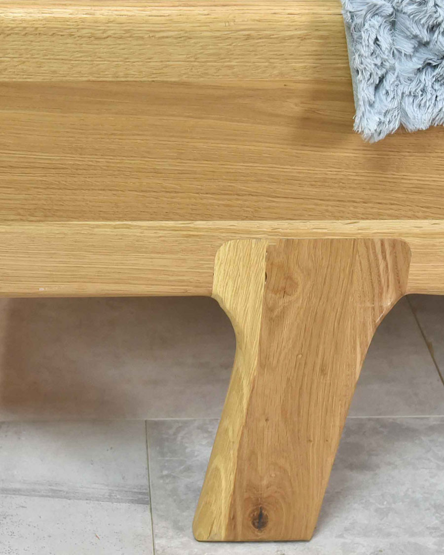 Vintage - Cama robusta de roble macizo de 160 cm