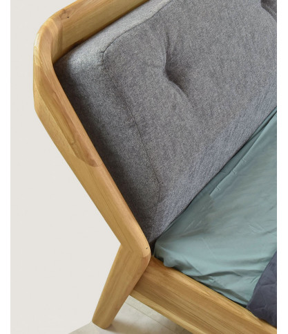 Vintage - Cama robusta de roble macizo de 160 cm