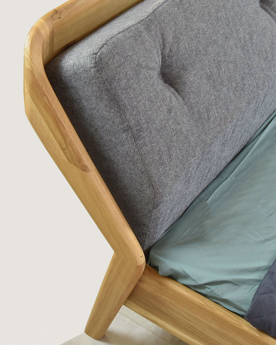 Vintage - Cama robusta de roble macizo de 160 cm