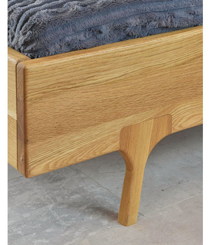 Vintage - Cama robusta de roble macizo de 160 cm