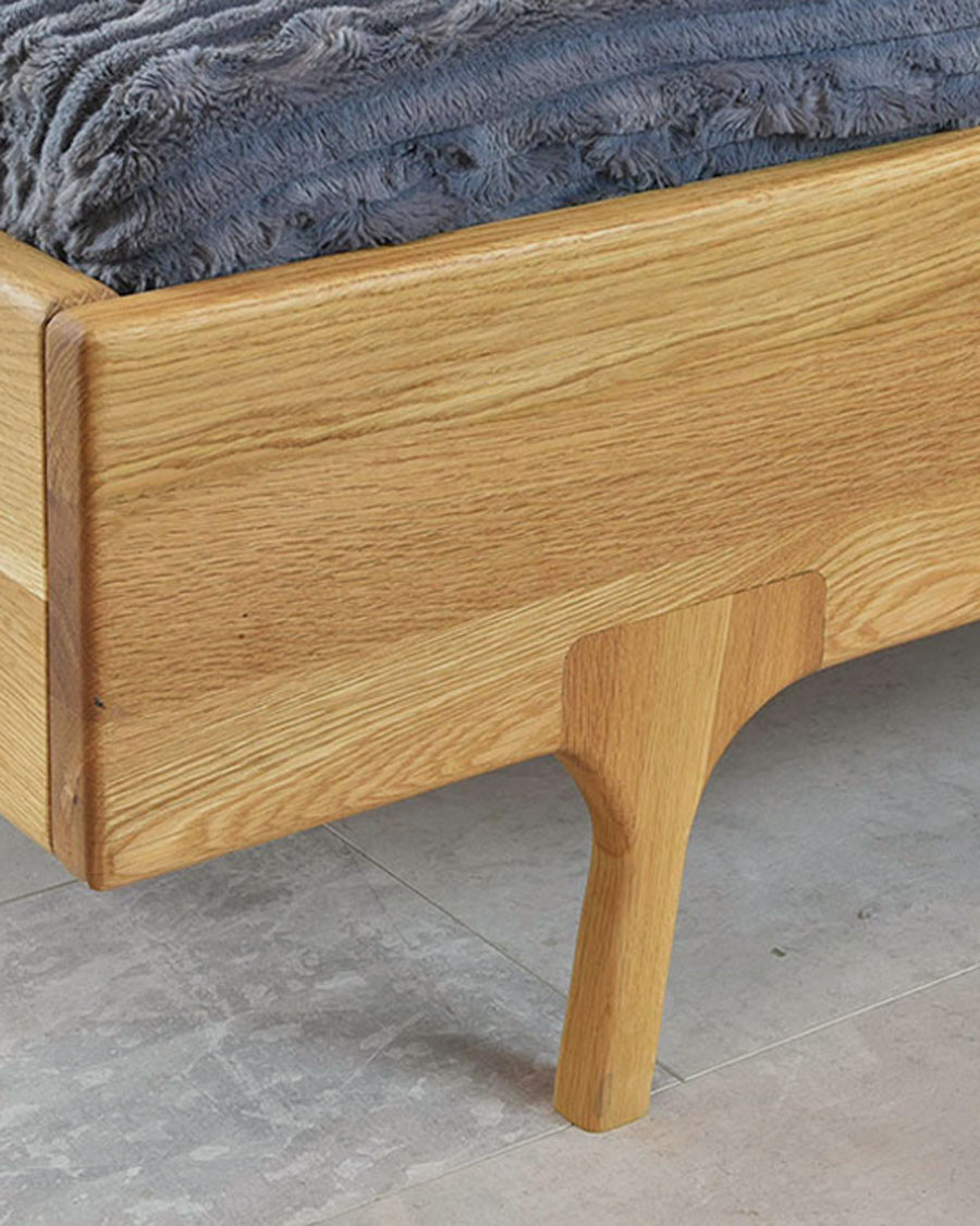 Vintage - Cama robusta de roble macizo de 160 cm