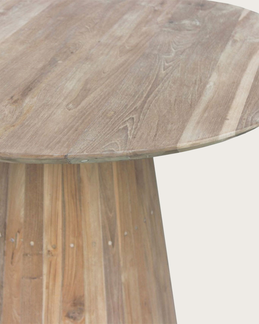 Honolulu - Mesa de comedor redonda de teca maciza D110 cm 4/6 pers.