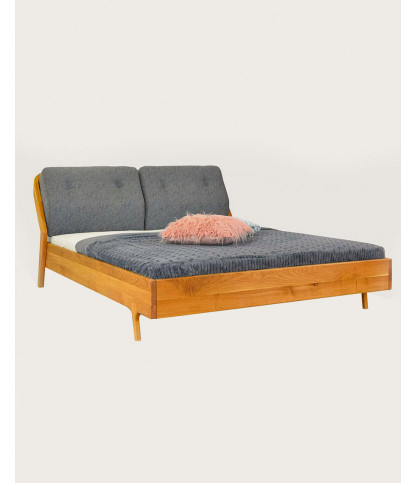 Vintage - Cama robusta de roble macizo de 160 cm
