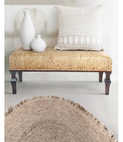 Safaro - Solid wood bench with woven water hyacinth