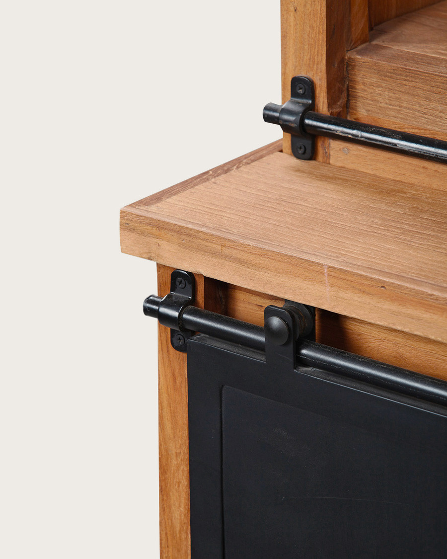 Industryal - Small bookcase in solid teak and metal