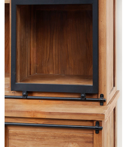 Industryal - Pequeña librería de teca maciza y metal