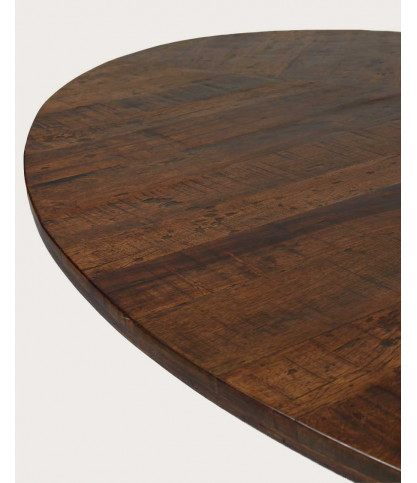 Leaf - Oval dining table in mango wood and gold metal L160 cm 8 people.