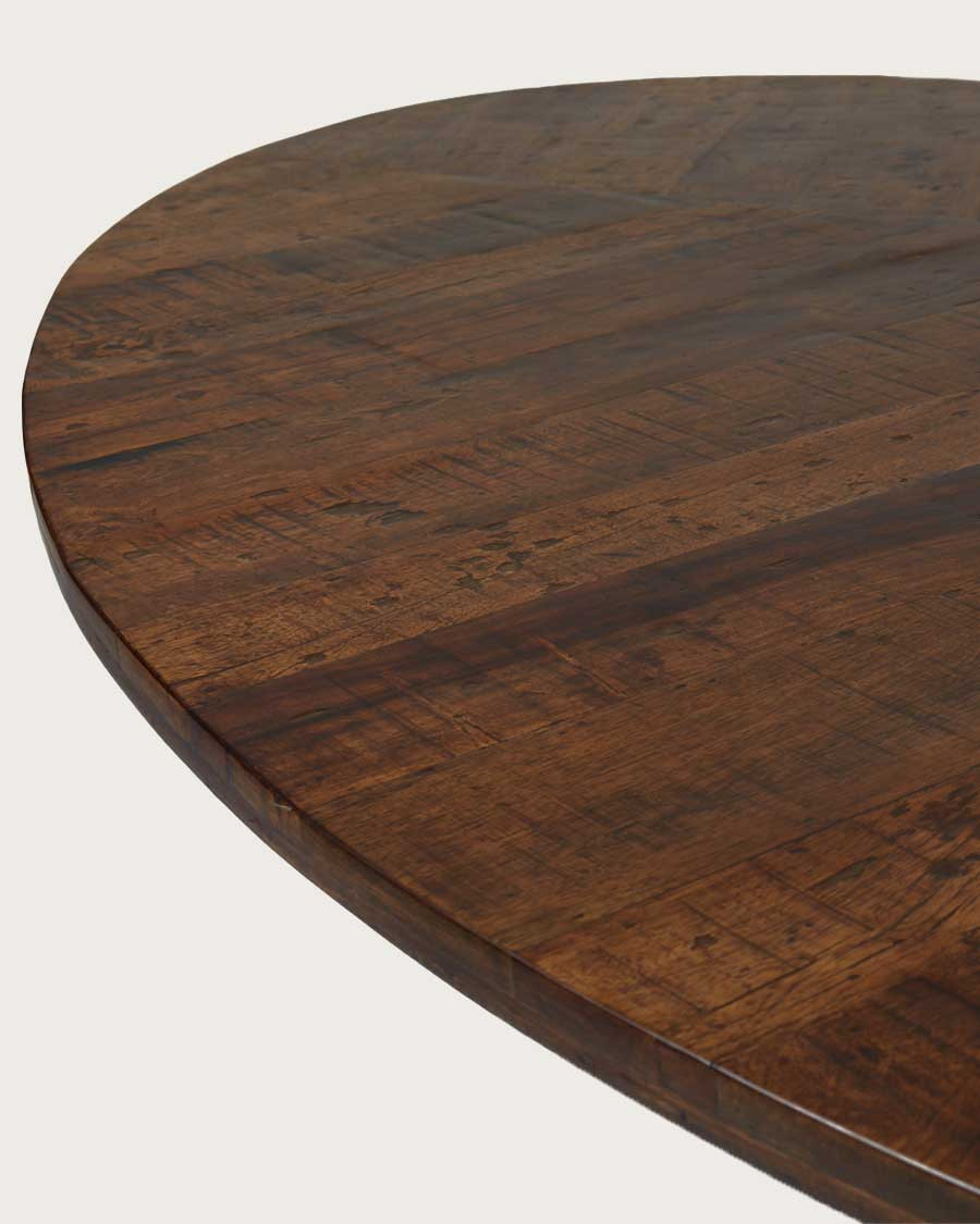 Leaf - Oval dining table in mango wood and gold metal L160 cm 8 people.