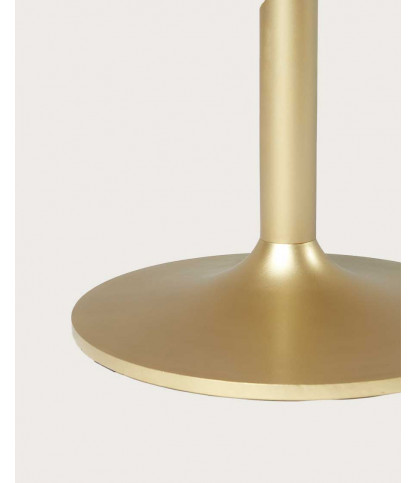 Leaf - Ovaler Esstisch aus Mangoholz und goldfarbenem Metall, L160 cm, 8 Personen.