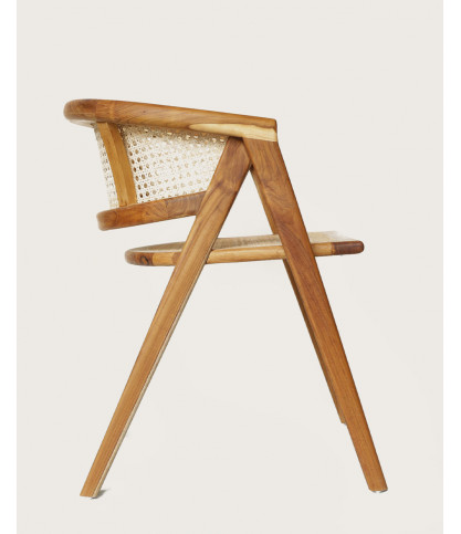 Mani - Chaise en bois et cannage