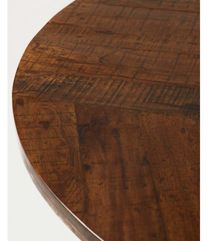 Surabaya - Table repas ronde en bois et métal doré D110 cm 6 pers.