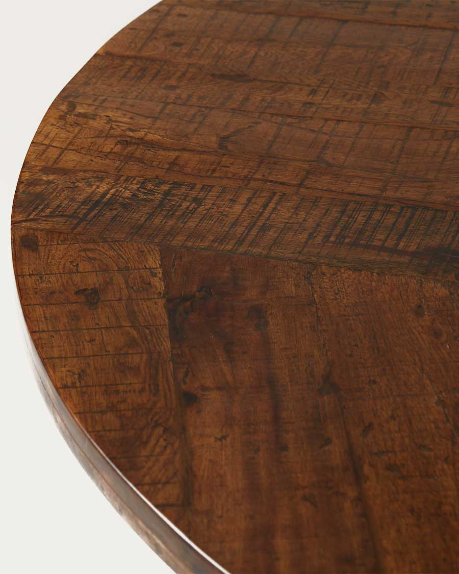 Prague - Round dining table in solid wood with a gold tulip base, D110 cm, seats 6