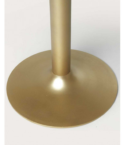 Prague - Round dining table in solid wood with a gold tulip base, D110 cm, seats 6