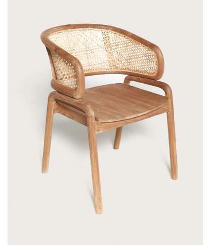 Moon - Solid teak and rattan cane chair