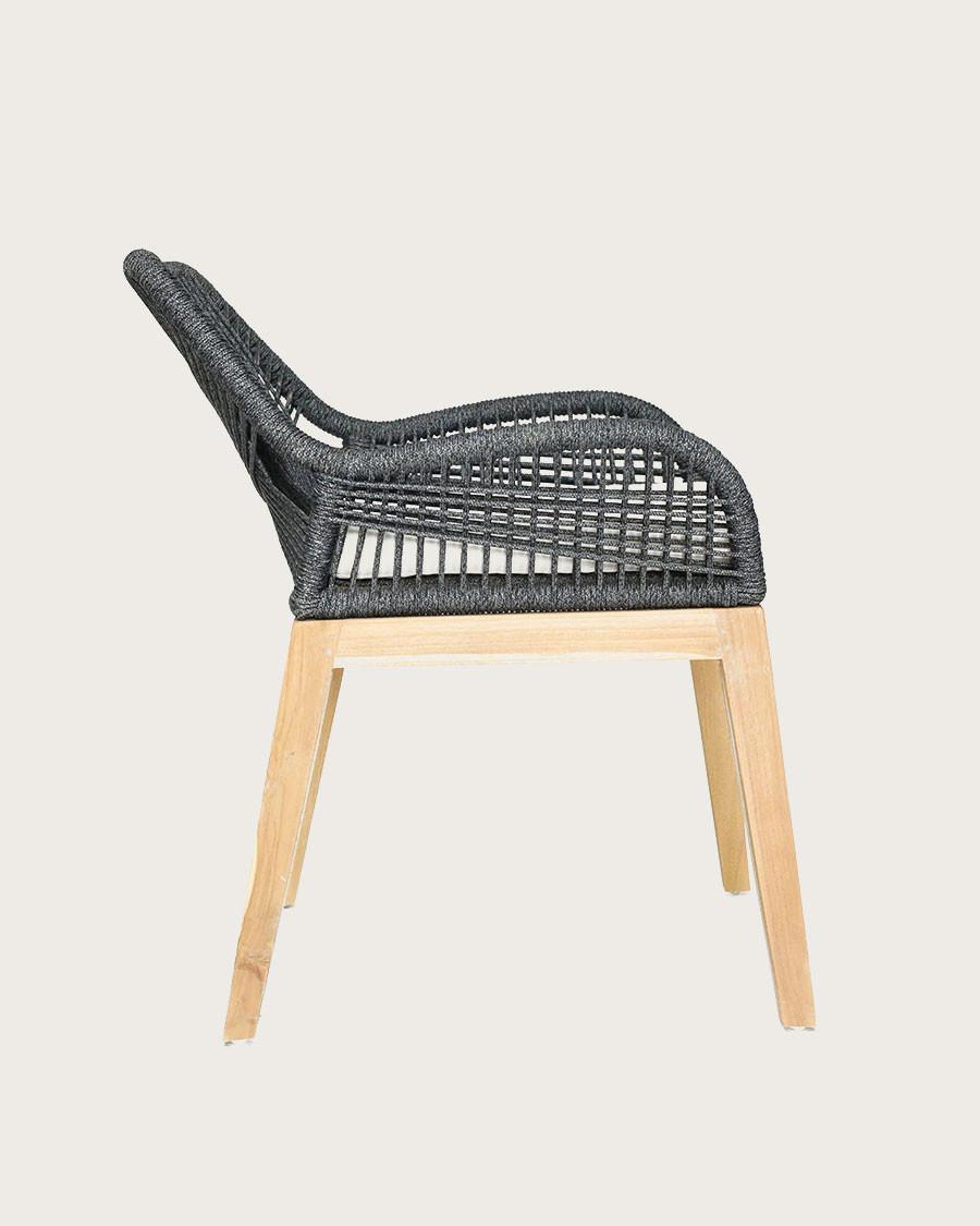 Santorini - Solid teak and gray rope chair