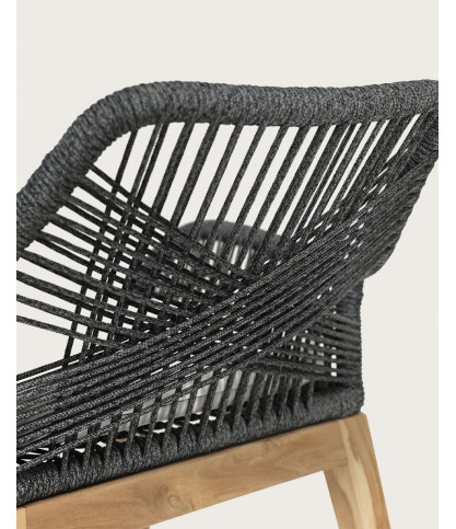 Santorini - Solid teak and gray rope chair