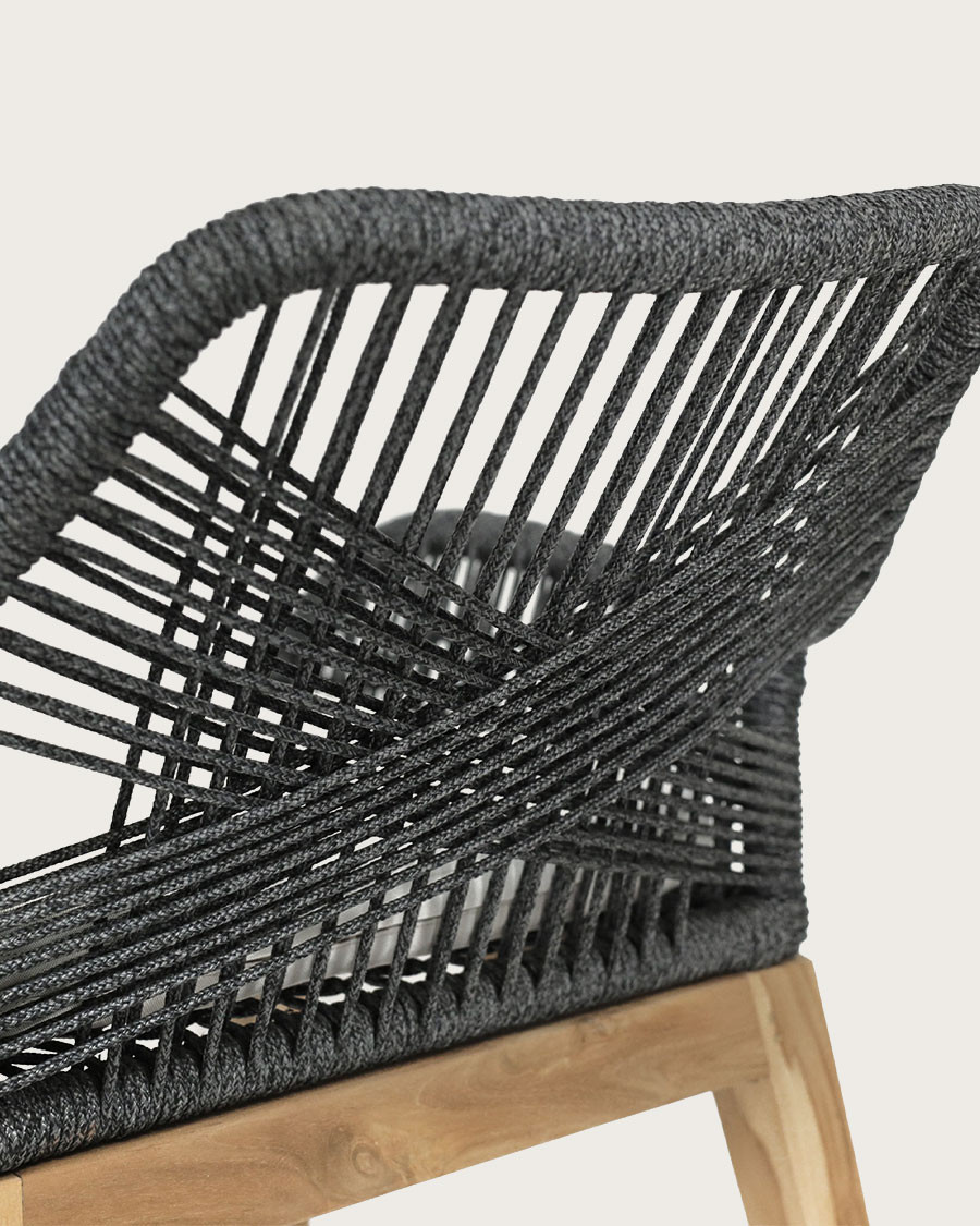 Santorini - Solid teak and gray rope chair