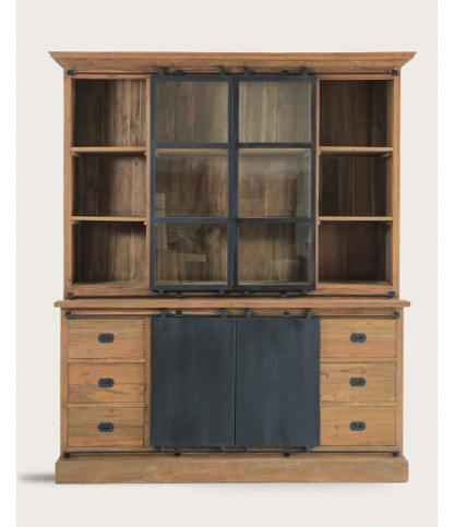Industryal - Solid teak and metal bookcase