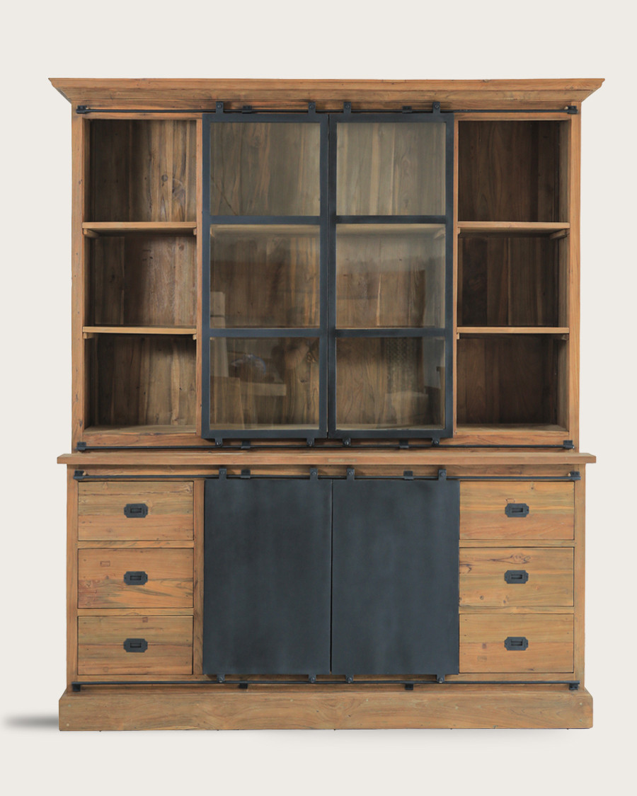 Estilo industrial - Librería de teca maciza y metal