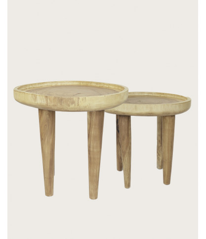 Léotheo - 2er-Set Couchtische aus massivem Teakholz