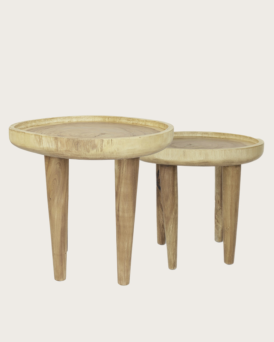 Léotheo - 2er-Set Couchtische aus massivem Teakholz