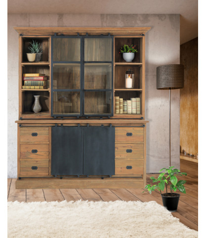 Industryal - Solid teak and metal bookcase