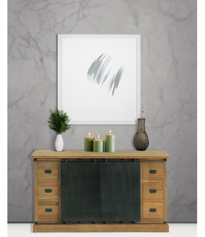 Industrialal - Industrial sideboard in solid teak and metal doors