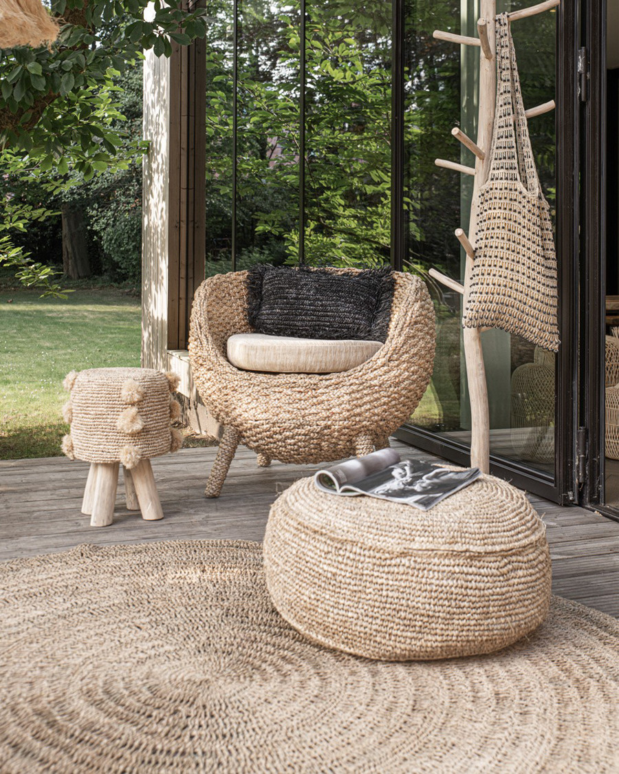 Rina - Raffia pouf