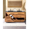 Diva - Meuble salle de bain en teck et marbre terrazzo noir 145 cm