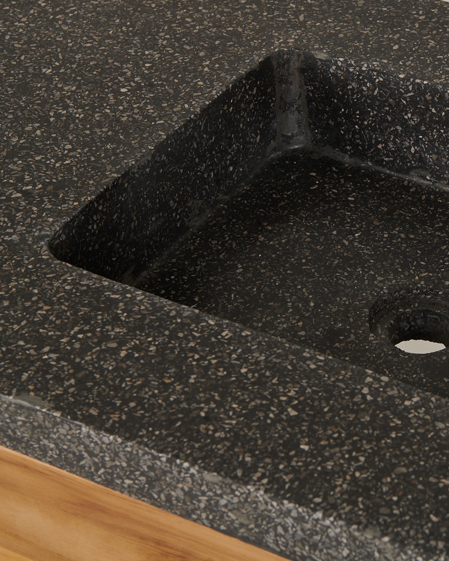 Diva - Teak and black terrazzo marble bathroom cabinet 145 cm