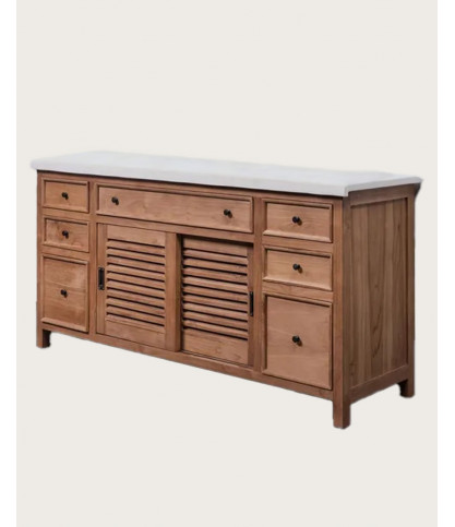 Savanna - Mueble de baño de teca con mármol terrazo
