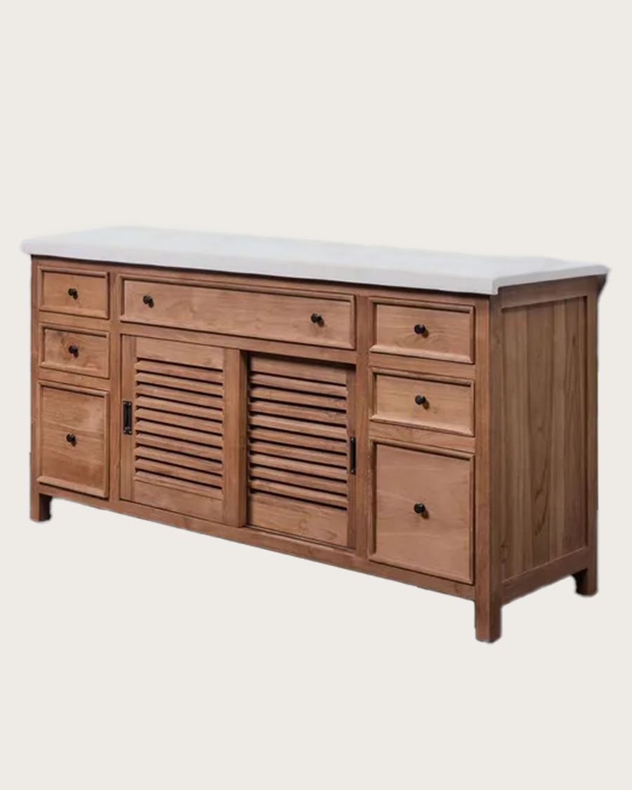 Savanna - Mueble de baño de teca con mármol terrazo