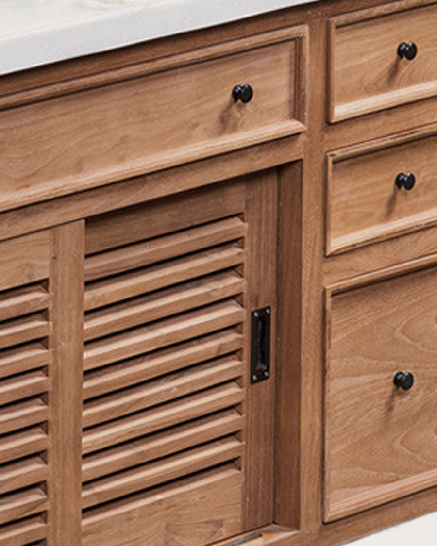 Savanna - Mueble de baño de teca con mármol terrazo