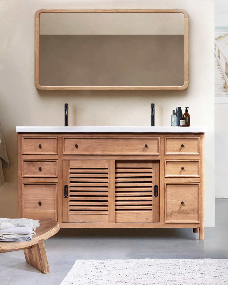 Savanna - Teak Bathroom Vanity with Terrazzo Marble