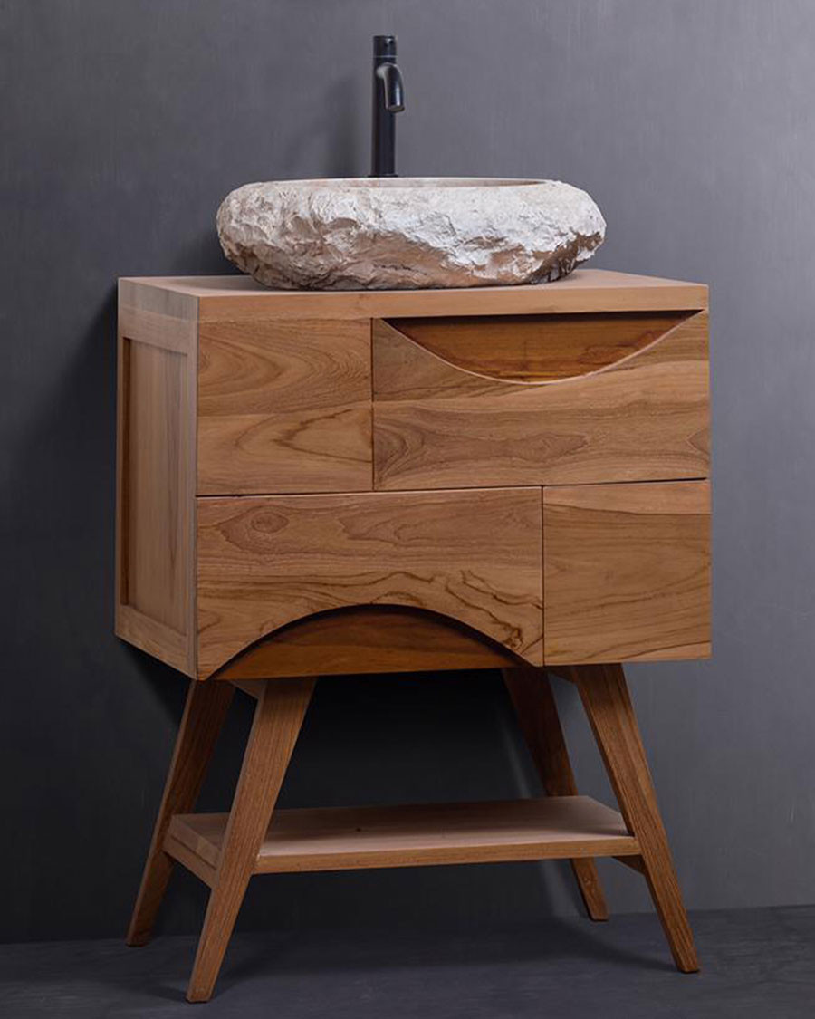 Balinea - Kleiner Badezimmerschrank aus massivem Teakholz