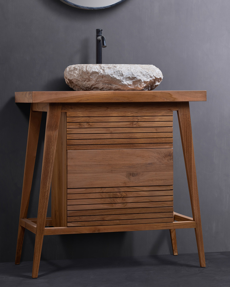 Rio - Mobiletto da bagno compatto in teak massello