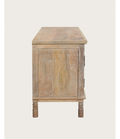 Mala - Mueble para TV de madera maciza de mango tallada, 140 cm
