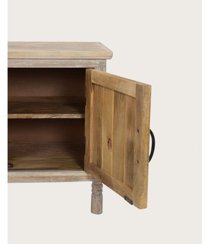 Mala - Carved solid mango wood TV stand, 140 cm