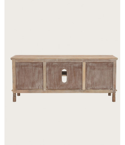 Mala - Mobile porta TV in legno massello di mango intagliato, 140 cm